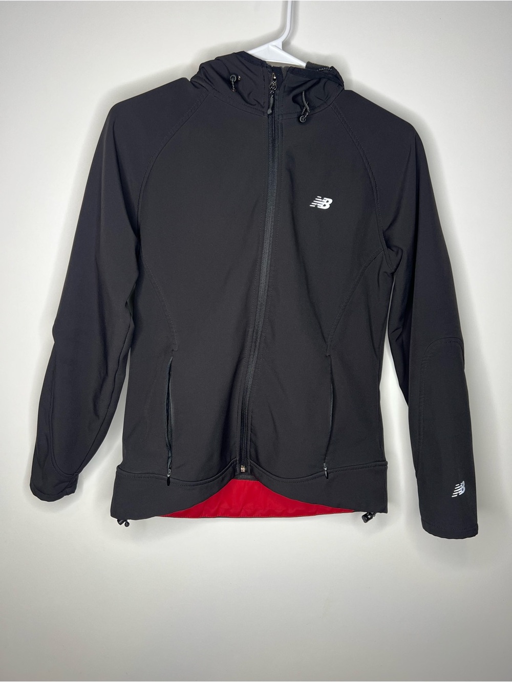 New Balance Black Hooded Utility Jacket with Red Accent